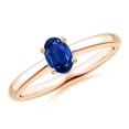 thumbnail image 1 of ANGARA Natural Classic Solitaire Oval Blue Sapphire Promise Ring in 14K Rose Gold for Women (Size-6x4mm) | September Birthstone, Anniversary, Jewelry Gift for Women | Natural Blue Sapphire Ring, 1 of 9