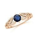 thumbnail image 1 of ANGARA Natural Solitaire Round Sapphire Celtic Knot Ring in 14K Rose Gold for Women (Size-5mm) | September Birthstone, Birthday, Anniversary, Jewelry Gift for Women | Natural Blue Sapphire Ring, 1 of 9