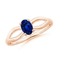 thumbnail image 1 of ANGARA Natural Prong-Set Solitaire Blue Sapphire Split Shank Ring in 14K Rose Gold for Women (Size-6x4mm) | September Birthstone, Anniversary, Jewelry Gift for Women | Natural Blue Sapphire Ring, 1 of 8