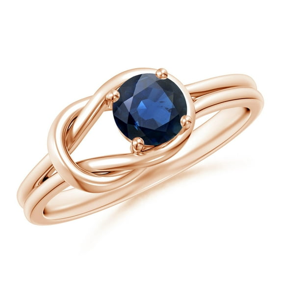 ANGARA Natural Solitaire Blue Sapphire Infinity Knot Engagement Ring in 14K Rose Gold for Women (Size-5mm) | September Birthstone, Anniversary, Jewelry Gift for Women | Natural Blue Sapphire Ring