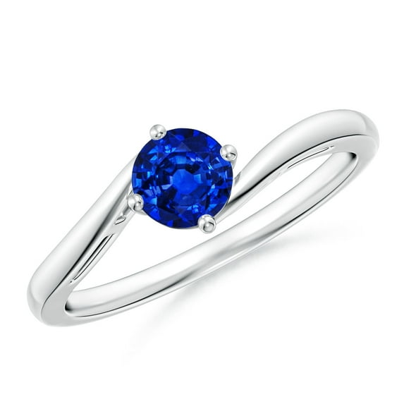 Angara Natural 0.6 Ct. Blue Sapphire Solitaire Ring in 14K White Gold for Women (Ring Size: 11.5)