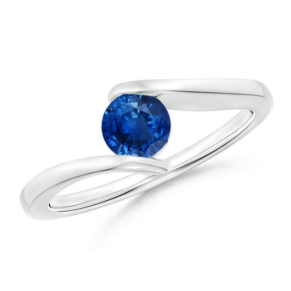 Angara Natural 0.6 Ct. Blue Sapphire Solitaire Ring in 14K White Gold for Women (Ring Size: 11.5)