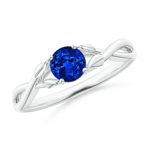 Angara Natural 0.6 Ct. Blue Sapphire Solitaire Ring in 14K White Gold for Women (Ring Size: 11.5)