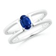 thumbnail image 1 of ANGARA Natural Oval Sapphire Solitaire Parallel Split Shank Ring in 14K White Gold for Women (Size-6x4mm) | September Birthstone, Anniversary, Jewelry Gift for Women | Natural Blue Sapphire Ring, 1 of 8