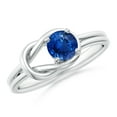 thumbnail image 1 of ANGARA Natural Solitaire Blue Sapphire Infinity Knot Engagement Ring in 14K White Gold for Women (Size-5mm) | September Birthstone, Anniversary, Jewelry Gift for Women | Natural Blue Sapphire Ring, 1 of 12