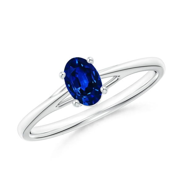 ANGARA Natural Prong-Set Oval Sapphire Cathedral Solitaire Ring in 14K White Gold for Women (Size-6x4mm) | September Birthstone, Anniversary, Jewelry Gift for Women | Natural Blue Sapphire Ring