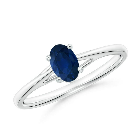ANGARA Natural Prong-Set Oval Sapphire Cathedral Solitaire Ring in 14K White Gold for Women (Size-6x4mm) | September Birthstone, Anniversary, Jewelry Gift for Women | Natural Blue Sapphire Ring
