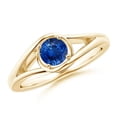 thumbnail image 1 of ANGARA Natural Twist Split Shank Solitaire Blue Sapphire Engagement Ring in 14K Yellow Gold for Women (Size-5mm) | September Birthstone, Anniversary, Jewelry Gift for Women | Natural Sapphire Ring, 1 of 9