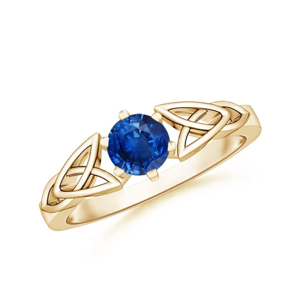 Angara Natural 0.6 Ct. Blue Sapphire Solitaire Ring in 14K Yellow Gold for Women (Ring Size: 3)