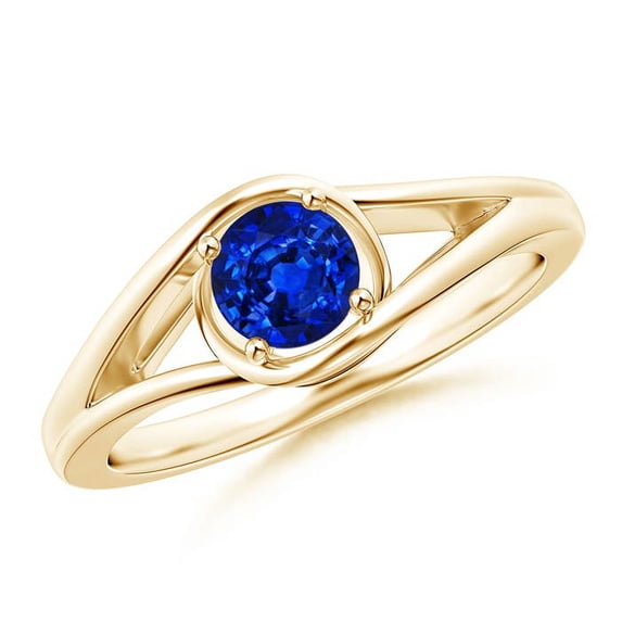 Angara Natural 0.6 Ct. Blue Sapphire Solitaire Ring in 14K Yellow Gold for Women (Ring Size: 3)