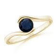 thumbnail image 1 of ANGARA Natural Semi Bezel-Set Solitaire Round Blue Sapphire Bypass Ring in 14K Yellow Gold for Women (Size-5mm) | September Birthstone, Anniversary, Jewelry Gift for Women | Natural Sapphire Ring, 1 of 10