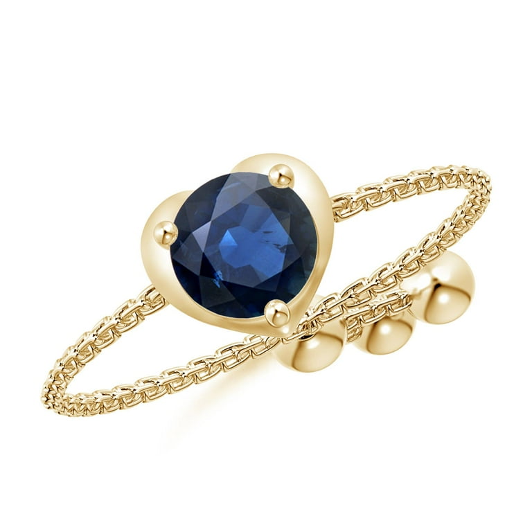 14k White Gold Round Blue Sapphire September Birthstone Heart Ring 14k White Gold Round Blue Sapphire September Birthstone Heart Ring