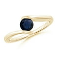 thumbnail image 1 of ANGARA Natural Bar-Set Solitaire Round Sapphire Bypass Ring in 14K Yellow Gold for Women (Size-5mm) | September Birthstone, Birthday, Anniversary, Jewelry Gift for Women | Natural Blue Sapphire Ring, 1 of 10