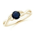 thumbnail image 1 of ANGARA Natural Blue Sapphire Crossover Engagement Ring with Leaf Motifs in 14K Yellow Gold for Women (Size-5mm) | September Birthstone, Anniversary, Jewelry Gift for Women | Natural Sapphire Ring, 1 of 10