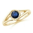 thumbnail image 1 of ANGARA Natural Twist Split Shank Solitaire Blue Sapphire Engagement Ring in 14K Yellow Gold for Women (Size-5mm) | September Birthstone, Anniversary, Jewelry Gift for Women | Natural Sapphire Ring, 1 of 9