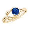 thumbnail image 1 of ANGARA Natural Solitaire Blue Sapphire Infinity Knot Engagement Ring in 14K Yellow Gold for Women (Size-5mm) | September Birthstone, Anniversary, Jewelry Gift for Women | Natural Blue Sapphire Ring, 1 of 12