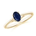 thumbnail image 1 of ANGARA Natural Prong-Set Oval Sapphire Cathedral Solitaire Ring in 14K Yellow Gold for Women (Size-6x4mm) | September Birthstone, Anniversary, Jewelry Gift for Women | Natural Blue Sapphire Ring, 1 of 9
