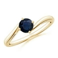 thumbnail image 1 of ANGARA Natural Round Blue Sapphire Solitaire Bypass Engagement Ring in 14K Yellow Gold for Women (Size-5mm) | September Birthstone, Anniversary, Jewelry Gift for Women | Natural Blue Sapphire Ring, 1 of 9