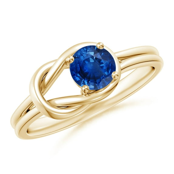 ANGARA Natural Solitaire Blue Sapphire Infinity Knot Engagement Ring in 14K Yellow Gold for Women (Size-5mm) | September Birthstone, Anniversary, Jewelry Gift for Women | Natural Blue Sapphire Ring