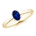 thumbnail image 1 of ANGARA Natural Classic Solitaire Oval Blue Sapphire Promise Ring in 14K Yellow Gold for Women (Size-6x4mm) | September Birthstone, Anniversary, Jewelry Gift for Women | Natural Blue Sapphire Ring, 1 of 9