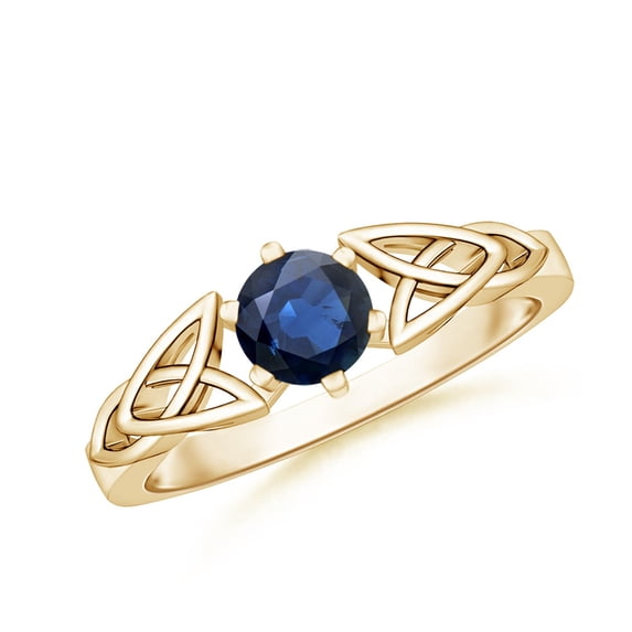 ANGARA Natural Solitaire Round Sapphire Celtic Knot Ring in 14K Yellow Gold for Women (Size-5mm) | September Birthstone, Birthday, Anniversary, Jewelry Gift for Women | Natural Blue Sapphire Ring