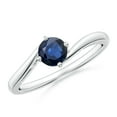 thumbnail image 1 of ANGARA Natural Classic Round Sapphire Solitaire Bypass Ring in 925 Sterling Silver for Women (Size-5mm) | September Birthstone, Anniversary, Jewelry Gift for Women | Natural Blue Sapphire Ring, 1 of 9