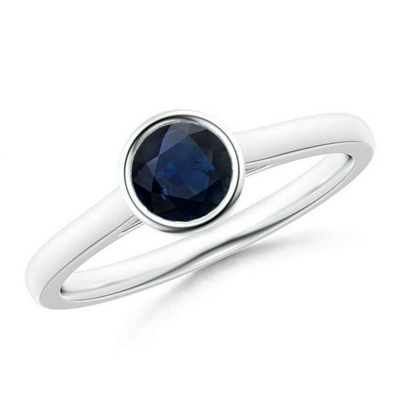 Angara Natural 0.6 Ct. Blue Sapphire Solitaire Ring in Sterling Silver for Women (Ring Size: 11.5)