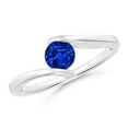 thumbnail image 1 of ANGARA Natural Bar-Set Solitaire Round Sapphire Bypass Ring in 925 Sterling Silver for Women (Size-5mm) | September Birthstone, Anniversary, Jewelry Gift for Women | Natural Blue Sapphire Ring, 1 of 10