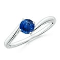 thumbnail image 1 of ANGARA Natural Classic Round Sapphire Solitaire Bypass Ring in 925 Sterling Silver for Women (Size-5mm) | September Birthstone, Anniversary, Jewelry Gift for Women | Natural Blue Sapphire Ring, 1 of 9