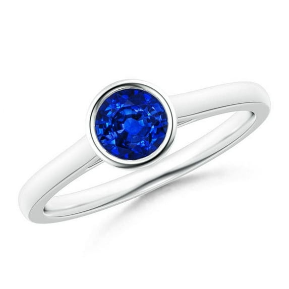Angara Natural 0.6 Ct. Blue Sapphire Solitaire Ring in Sterling Silver for Women (Ring Size: 8.5)