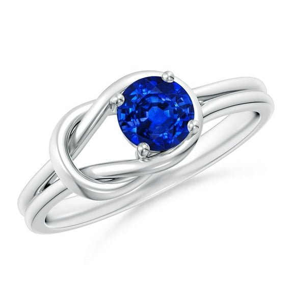 ANGARA Lab Grown Blue Sapphire Infinity Knot Engagement Ring for Women in 14K White Gold (Size-5mm) | September Birthstone, Anniversary, Jewelry Gift for Women | Lab-Grown Blue Sapphire Ring