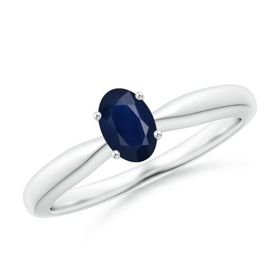 Angara Natural 0.6 Ct. Blue Sapphire Solitaire Ring in Sterling Silver for Women (Ring Size: 9.5)
