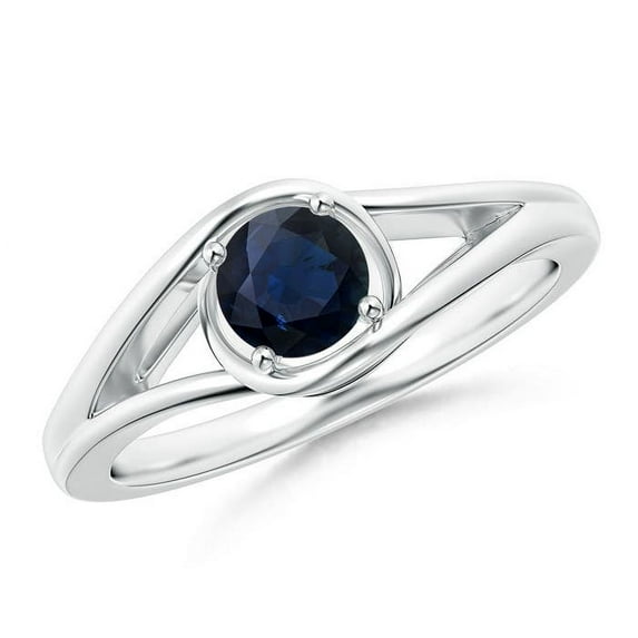 Angara Natural 0.6 Ct. Blue Sapphire Solitaire Ring in Sterling Silver for Women (Ring Size: 9)