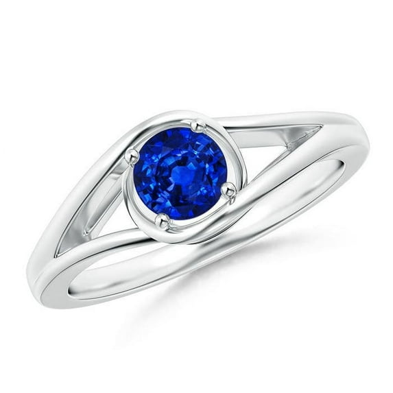 Angara Natural 0.6 Ct. Blue Sapphire Solitaire Ring in Sterling Silver for Women (Ring Size: 9)