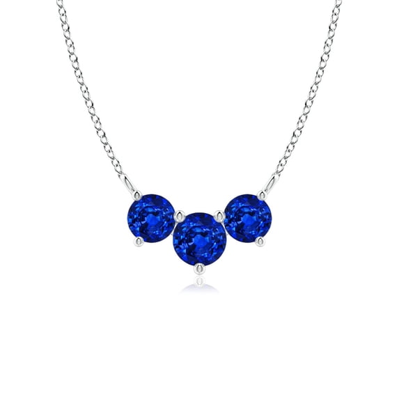ANGARA Natural Classic Trio Sapphire Necklace in 14K White Gold for Women (Size-5mm) | September Birthstone, Birthday, Anniversary, Jewelry Gift for Women | Natural Blue Sapphire Necklace