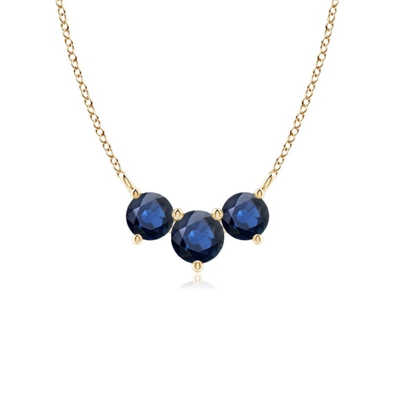 ANGARA Natural Classic Trio Sapphire Necklace in 14K Yellow Gold for Women (Size-5mm) | September Birthstone, Birthday, Anniversary, Jewelry Gift for Women | Natural Blue Sapphire Necklace
