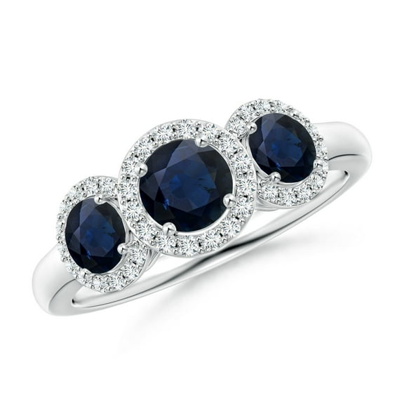 Angara Natural 0.6 Ct. Blue Sapphire with Blue Sapphire Classic Ring in 14K White Gold for Women (Ring Size: 3.5)