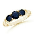 thumbnail image 1 of ANGARA Natural Vintage Style Three Stone Sapphire Wedding Band in 14K Yellow Gold for Women (Size-5mm) | September Birthstone, Anniversary, Jewelry Gift for Women | Natural Blue Sapphire Ring, 1 of 9