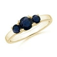 thumbnail image 1 of ANGARA Natural Classic Round Sapphire Three Stone Ring in 14K Yellow Gold for Women (Size-5mm) | September Birthstone, Birthday, Anniversary, Jewelry Gift for Women | Natural Blue Sapphire Ring, 1 of 8
