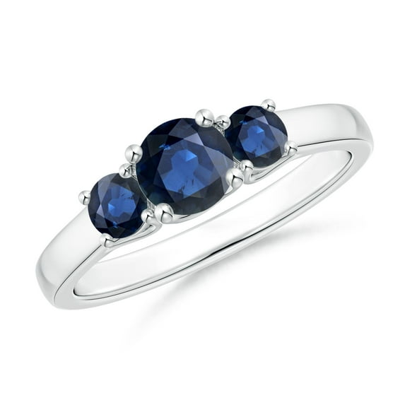 Angara Natural 0.6 Ct. Blue Sapphire with Blue Sapphire Classic Ring in Sterling Silver for Women (Ring Size: 6)