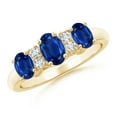 thumbnail image 1 of ANGARA Natural Oval Three Stone Sapphire Engagement Ring with Diamonds in 14K Yellow Gold for Women (Size-6x4mm) | September Birthstone, Anniversary, Jewelry Gift for Women | Natural Sapphire Ring, 1 of 8