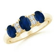 thumbnail image 1 of ANGARA Natural Oval Three Stone Sapphire Engagement Ring with Diamonds in 14K Yellow Gold for Women (Size-6x4mm) | September Birthstone, Anniversary, Jewelry Gift for Women | Natural Sapphire Ring, 1 of 9