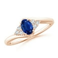 thumbnail image 1 of Angara Natural 0.6 Ct. Blue Sapphire with Diamond Classic Ring in 14K Rose Gold for Women (Ring Size: 12), 1 of 9