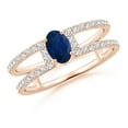 thumbnail image 1 of Angara Natural 0.6 Ct. Blue Sapphire with Diamond Classic Ring in 14K Rose Gold for Women (Ring Size: 3.5), 1 of 9