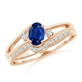thumbnail image 1 of ANGARA Natural Oval Blue Sapphire and Diamond Bridal Set in 14K Rose Gold for Women (Size-6x4mm) | September Birthstone, Birthday, Anniversary, Jewelry Gift for Women | Natural Blue Sapphire Ring, 1 of 8