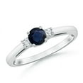 thumbnail image 1 of Angara Natural 0.6 Ct. Blue Sapphire with Diamond Classic Ring in 14K White Gold for Women (Ring Size: 11.5), 1 of 9