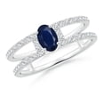 thumbnail image 1 of Angara Natural 0.6 Ct. Blue Sapphire with Diamond Classic Ring in 14K White Gold for Women (Ring Size: 11.5), 1 of 9