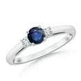 thumbnail image 1 of ANGARA Natural Round Sapphire & Diamond Three Stone Engagement Ring in 14K White Gold for Women (Size-5mm) | September Birthstone, Anniversary, Jewelry Gift for Women | Natural Blue Sapphire Ring, 1 of 8