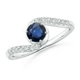 thumbnail image 1 of ANGARA Natural Prong-Set Sapphire Bypass Ring with Diamond Accents in 14K White Gold for Women (Size-5mm) | September Birthstone, Anniversary, Jewelry Gift for Women | Natural Blue Sapphire Ring, 1 of 8