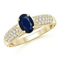 thumbnail image 1 of ANGARA Natural Solitaire Oval Sapphire Ring with Pave Diamond Accents in 14K Yellow Gold for Women (Size-6x4mm) | September Birthstone, Anniversary, Jewelry Gift for Women | Natural Sapphire Ring, 1 of 7